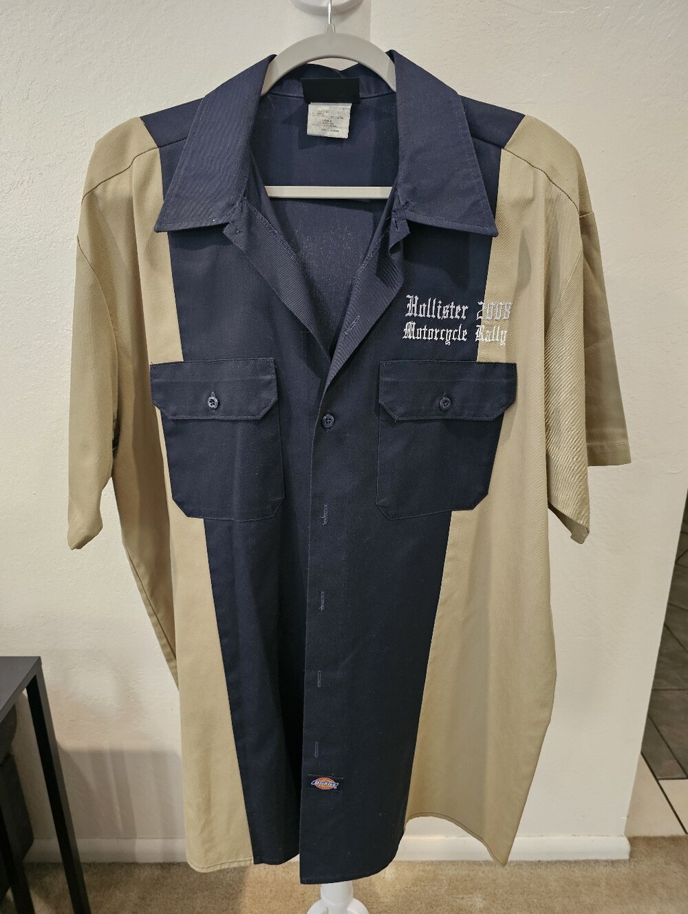 Dickies Navy and Tan Short-Sleeve Two-Tone Work Shirt Sz XL EUC